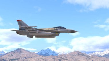 3D rendering of a fighter aircraft