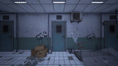 Terk edilmiş hastanenin 3D canlandırması