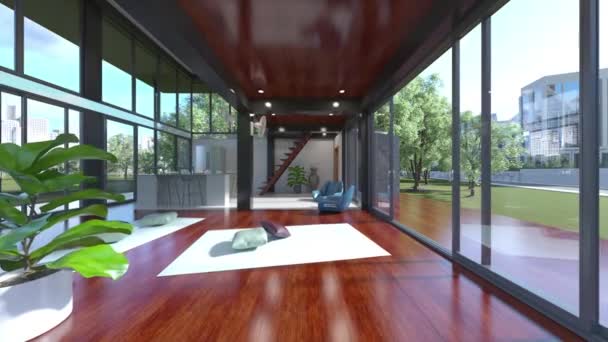 Rendering Dining Room Large Windows — Wideo stockowe