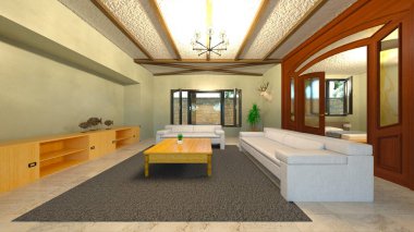 Oturma odasının 3 boyutlu görüntüsü