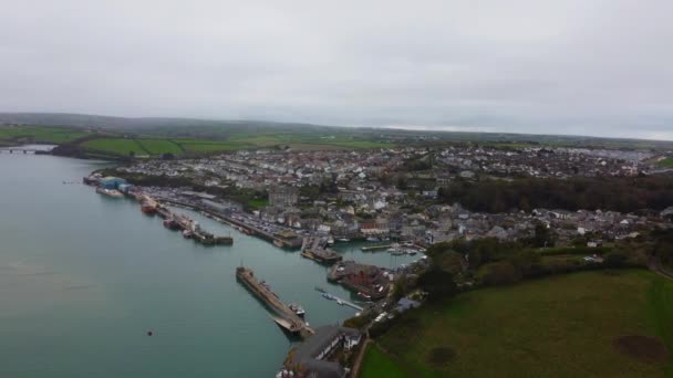 Padstow Fishing Harbour Film Cornwall England Anerial Drone — Stock video