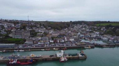 Padstow balıkçılık liman filmi Cornwall England İngiliz insansız hava aracı 