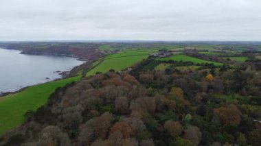 Porthluney plajı Cornwall İngiltere insansız hava aracı 