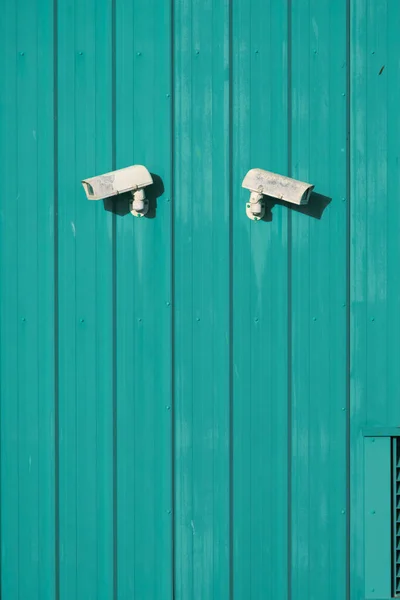 Cctv Security Cameras Green Background — Stockfoto