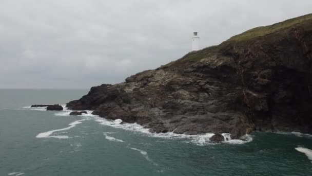 Trevose Φάρος Cornwall Αγγλία — Αρχείο Βίντεο