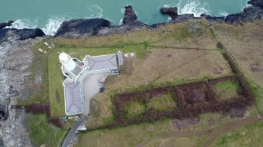 Trevose deniz feneri insansız hava aracı görüntüsü Cornwall İngiltere 