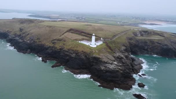 Trevose Maják Anténa Drone Záběry Cornwall England — Stock video