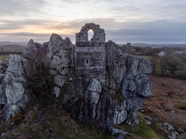 Roche Rock Aerial Drone Cornwall England — Stock Photo, Image