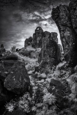Roche Rock Cornwall İngiltere Kızıl ötesi siyah-beyaz 