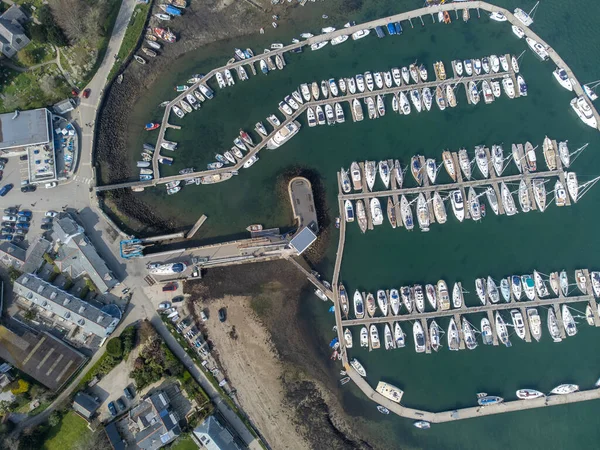 Dron Powietrzny Mylor Harbour Cornwall Anglia — Zdjęcie stockowe