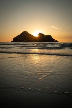 Holywell Bay Sunset Cornwall İngiltere 