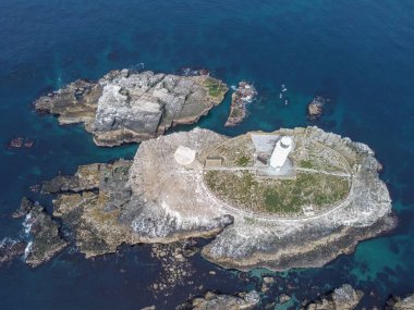 Godrevy deniz feneri insansız hava aracı Cornwall İngiltere 