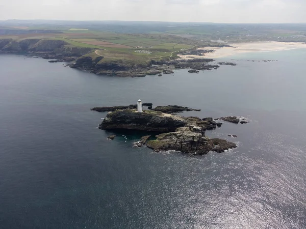 Godrevy Маяк Воздушный Беспилотник Cornwall Англии Сша — стоковое фото