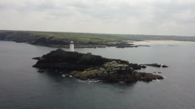 Godrevy deniz feneri Cornwall İngiltere İngiliz insansız hava aracı 