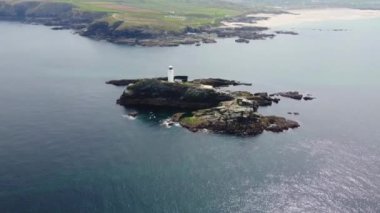 Godrevy deniz feneri Cornwall İngiltere İngiliz insansız hava aracı 