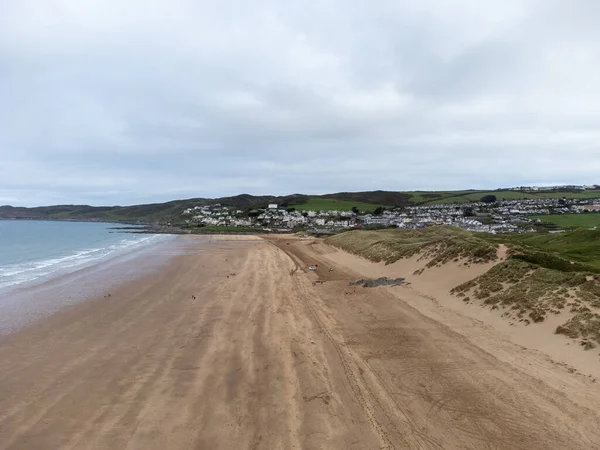 Woolacombe Beach Aerial Devon England — Zdjęcie stockowe