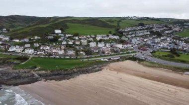 Woolacombe plajı insansız hava aracı Devon İngiltere İngiltere