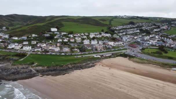 Woolacombe Strand Antenn Drönare Devon England — Stockvideo