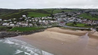 Woolacombe plajı insansız hava aracı Devon İngiltere İngiltere