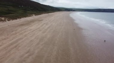 Woolacombe plajı insansız hava aracı Devon İngiltere İngiltere