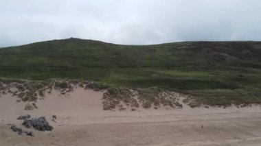 Woolacombe plajı insansız hava aracı Devon İngiltere İngiltere