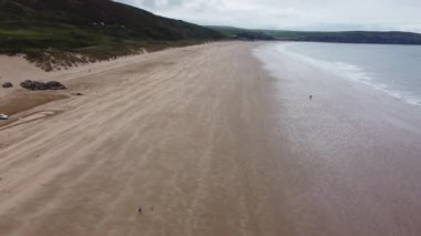 Woolacombe plajı insansız hava aracı Devon İngiltere İngiltere