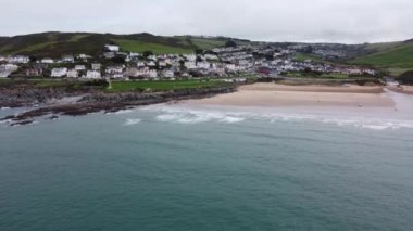 Woolacombe plajı insansız hava aracı Devon İngiltere İngiltere
