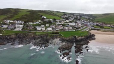 Woolacombe plajı insansız hava aracı Devon İngiltere İngiltere