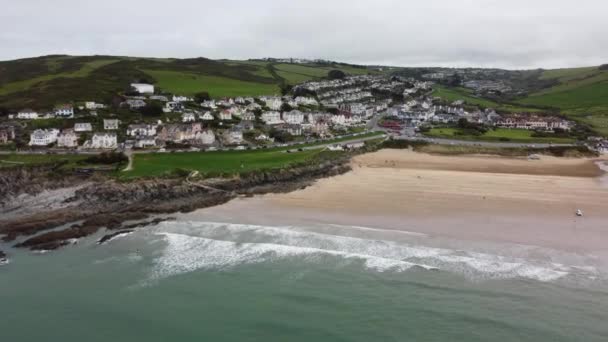 Woolacombe Strand Antenn Drönare Devon England — Stockvideo