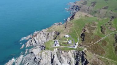 bull point lighthouse devon england uk aerial drone 