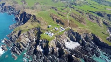 bull point lighthouse devon england uk aerial drone 