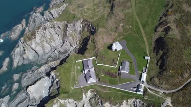 Bull Point Lighthouse Devon England Aerial Drone — ストック動画