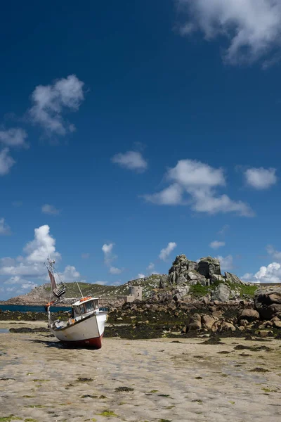 Bryher Barca Spiaggia Isole Scilly Cornwall — Foto Stock