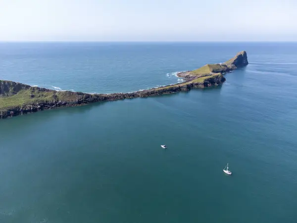 Wormshead Island Wales Aerial Drone —  Fotos de Stock