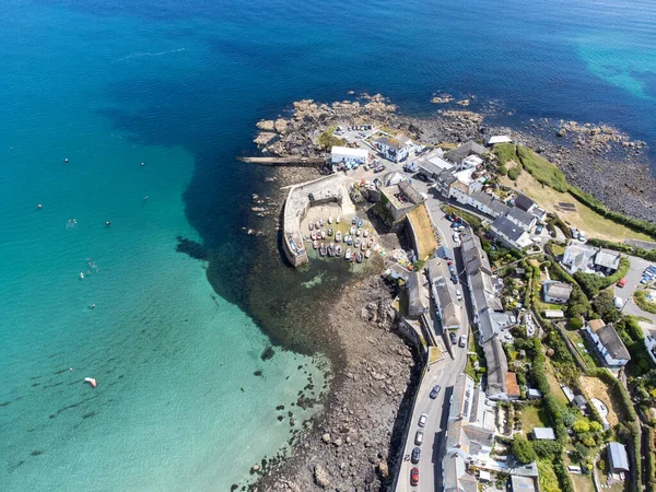 Coverack Cornwall England Aerial Drone — 스톡 사진