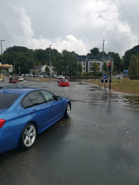 Flooding in Truro cornwall england uk 