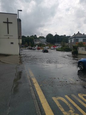 Flooding in Truro cornwall england uk 