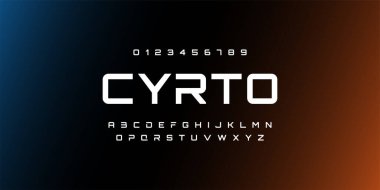 Soyut teknoloji alanı yazı tipi ve alfabe. techno etkisi yazı tiplerini tasarımlar. Tipografi dijital bilim-kurgu kavramı. vektör çizim