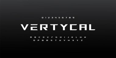 Soyut teknoloji alanı yazı tipi ve alfabe. techno etkisi yazı tiplerini tasarımlar. Tipografi dijital bilim-kurgu kavramı. vektör çizim