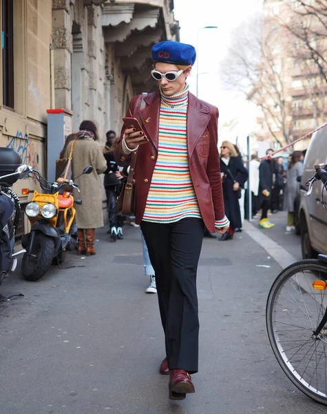 Milánó Olaszország Fashion Blogger Street Style Outfit Calcaterra Fashion Show — Stock Fotó