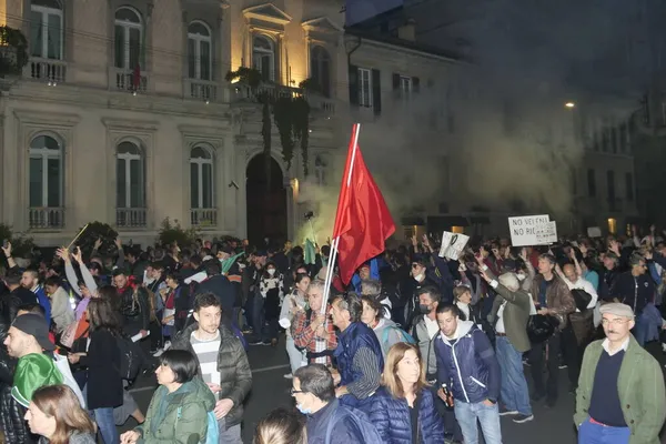 Mille Manifestants Milan Protestent Dans Les Rues Ville Contre Col — Photo