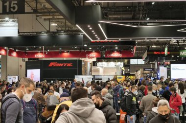 Peoples at EICMA, international motorcycle exhibition, Lombardy, Italy.