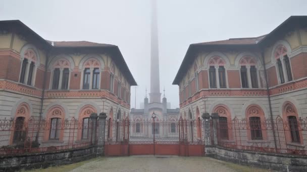 Borgo Industriale Crespi Adda Nella Nebbia Lombardia Italia — Video Stock