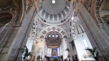 Internal Church of Santa Maria delle Grazie architecture and art works. Lombardy, Italy.