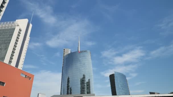 Skyskrapor Porta Nuova Distriktet Modernt Område Milano Lombardiet Italien — Stockvideo