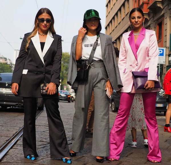 Moda Mulheres Roupas Estilo Rua Antes Desfile Moda Annakiki Durante — Fotografia de Stock