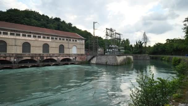 Antigua Histórica Central Hidroeléctrica Angelo Bertini 1906 Río Adda — Vídeo de stock