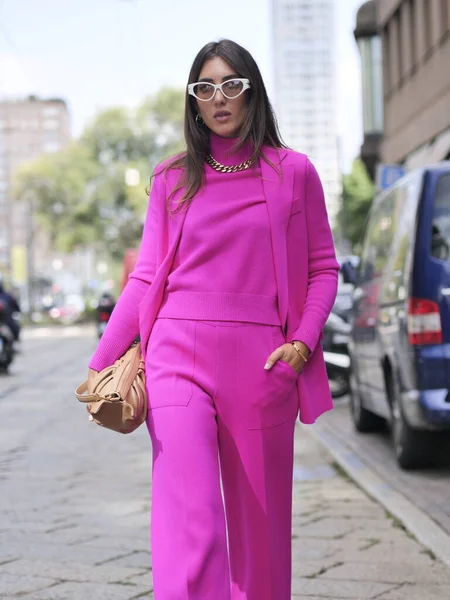 Fashion Blogger Street Style Outfit Simona Marziali Fashion Show Milano — Stock fotografie