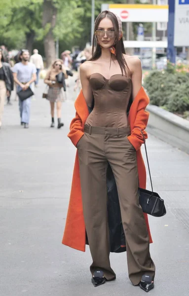 Fashion Bloggers street style outfit before Fendi fashion show during Milano fashion week fall/winter collections