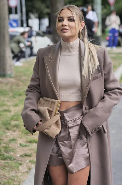 Veronica Ferraro Street Style Outfit Fendi Fashion Show Milano Fashion — Stok Foto